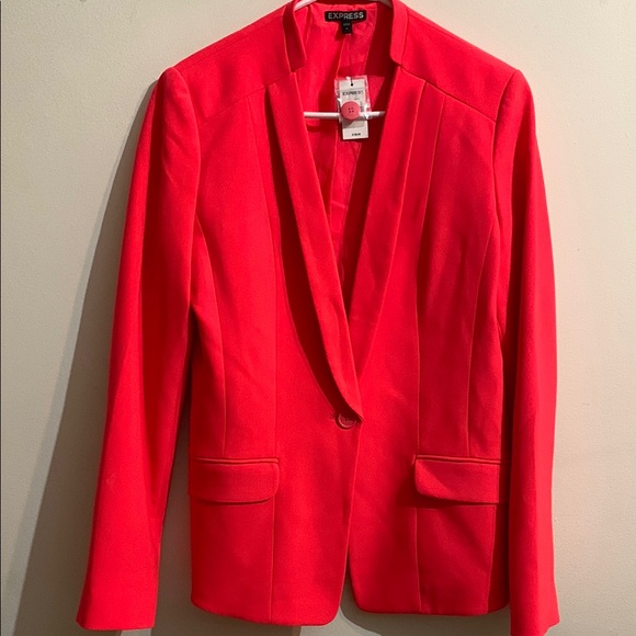 Express Jackets & Blazers - Express Neon Red Blazer Tailored Suit Jacket